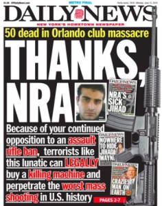 Portada del New York Daily News, del 12 de junio del 2016.